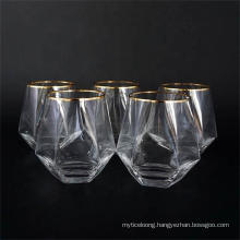 Creative Transparent Six-Diamond Glass Cup, Household Whiskey Glass Cup